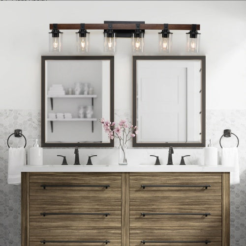 Rustic 6-Light Vanity Wall Lamp