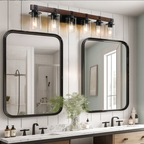 Rustic 6-Light Vanity Wall Lamp