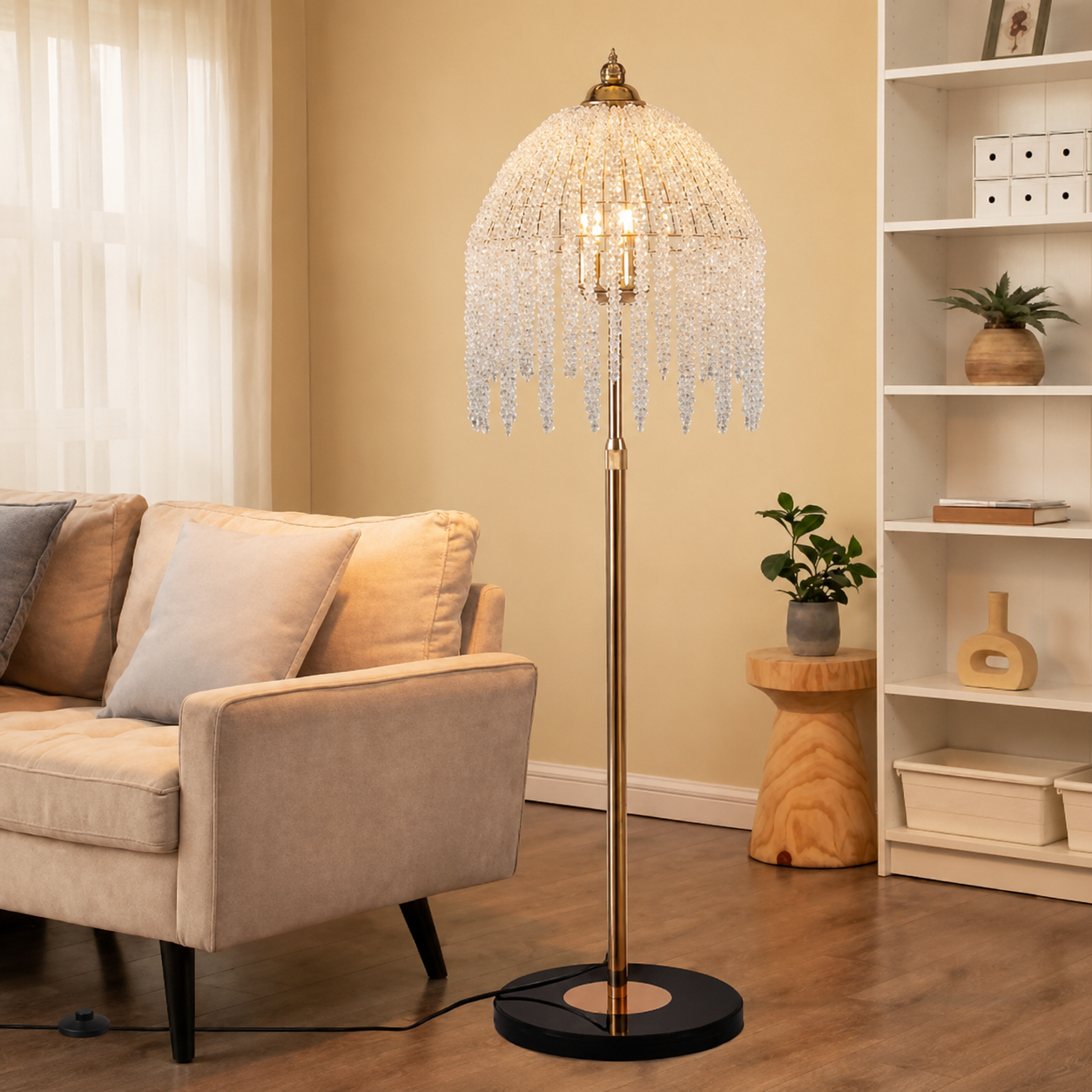 Crystal Waterfall Floor Lamp
