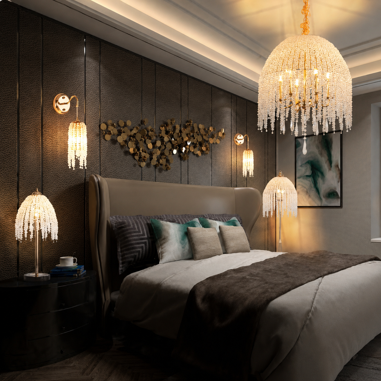 Crystal Waterfall Floor Lamp