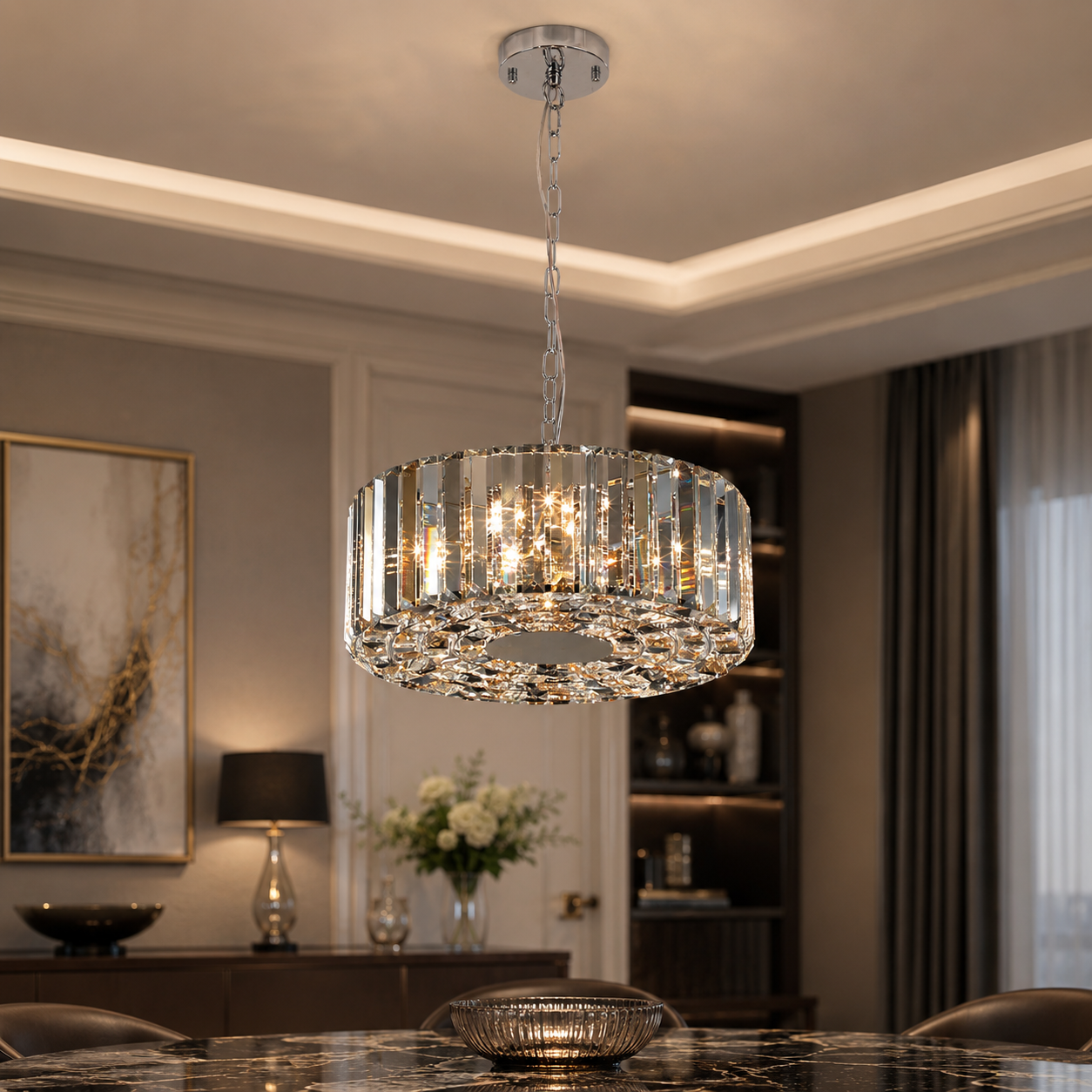The Crystal Drum Chandelier
